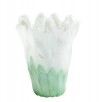 Onda Glass Green and White Medium Vase