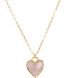 Paperclip Heart Necklace-Pink Quartz
