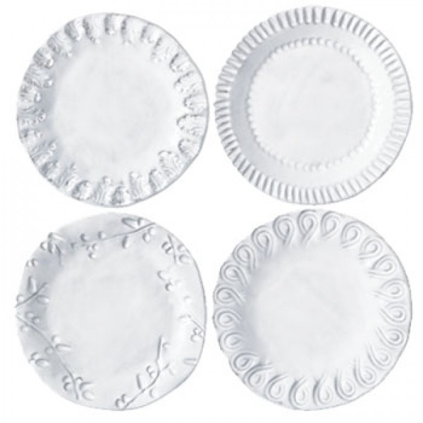 Incanto White Assorted Canape Plates Set/4