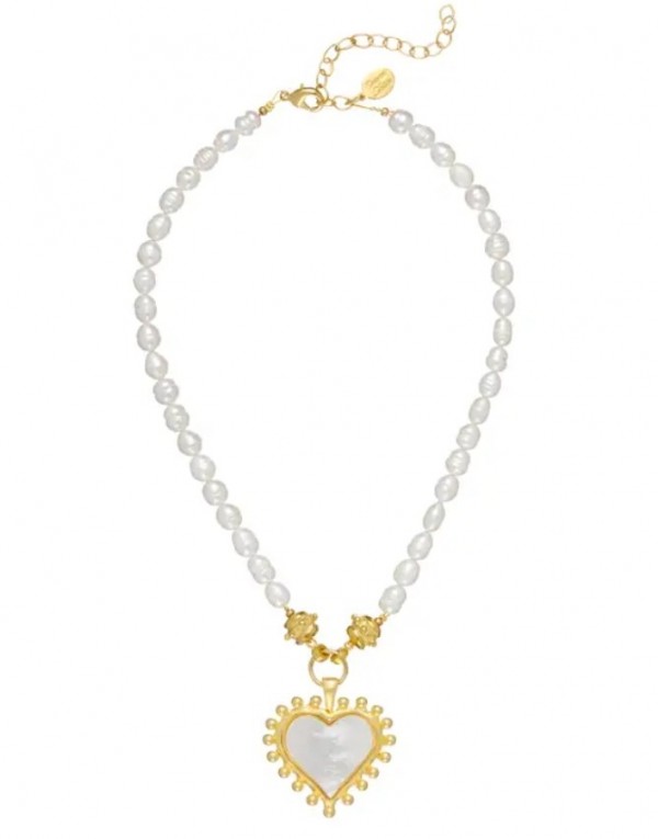 Mother of Pearl Heart Necklace On Pearl