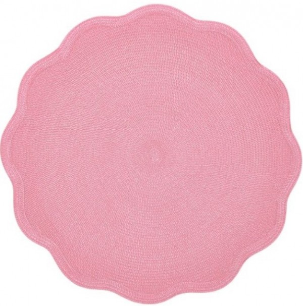 Round Scallop Placemat in Ivory Rose Set/4