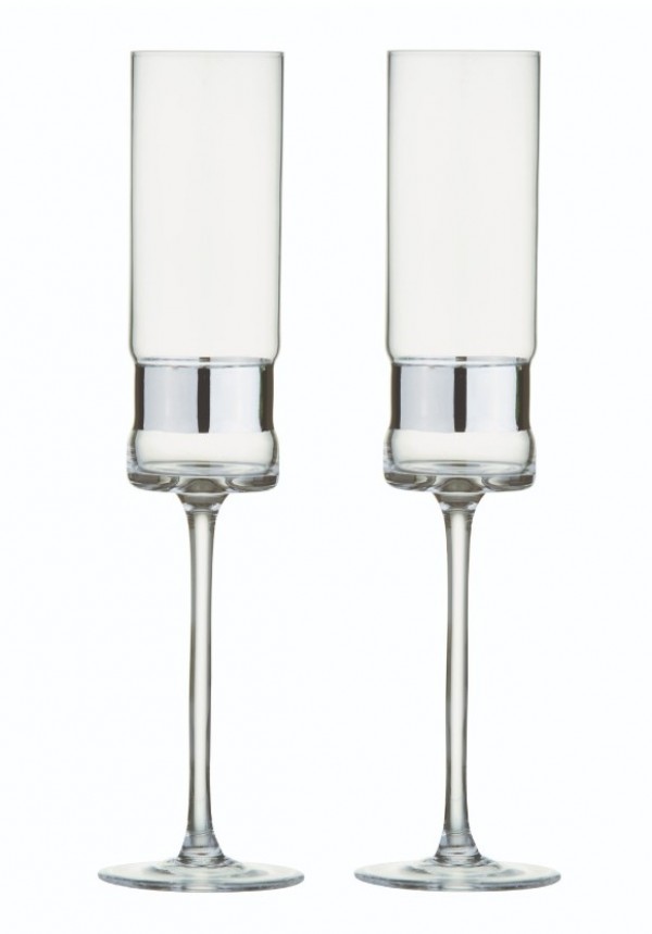 SoHo Champagne Glass Silver Set/2