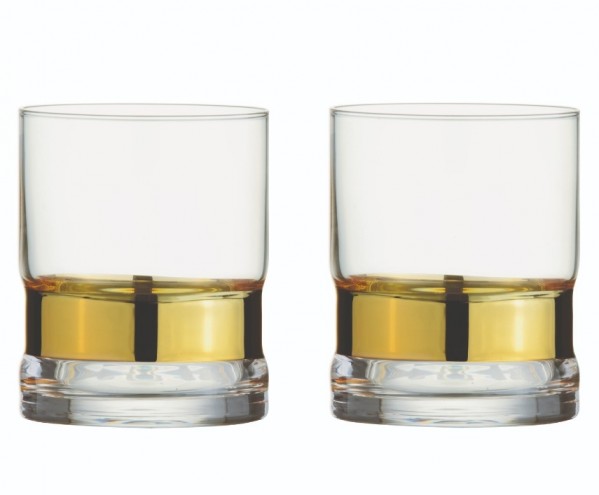SoHo Double Old Fashioned Glass Gold Set/2