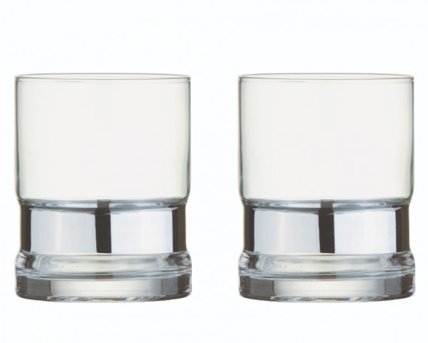 SoHo Double Old Fashioned Glass Silver Set/2