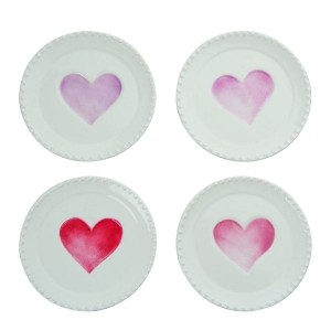 Set/4 Watercolor Heart & Hobnail Canape Set 4 Asst