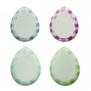 Egg Shaped Gingham Check Dessert/Salad Plate Set/4