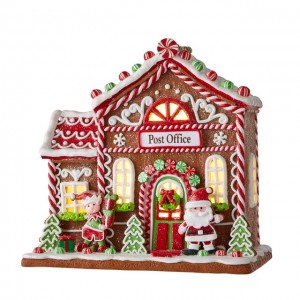 Gingerbread LED Lighted Post Office