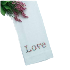 Floral "LOVE" Linen Guest Towel