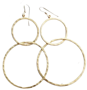 Gold Hammered Circle Hoops Earrings