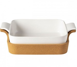 White Square Baker with Cork Tray Ensemble