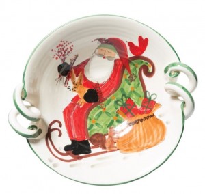 Old St. Nick Scalloped Handled Bowl with Sleigh