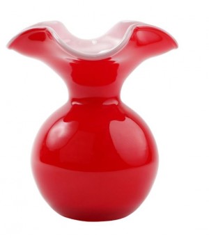 Hibiscus Small Red Fluted Vase