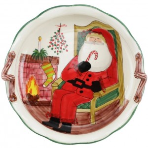 Old St. Nick Large Scalloped Bowl with Fireplace