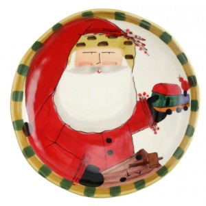 Old St. Nick Round Shallow Bowl with Train