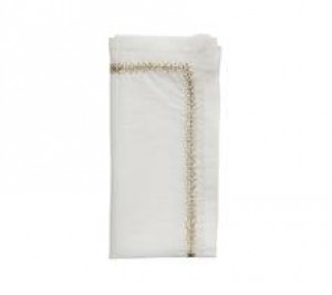 Jardin Napkin in White, Gold and Silver Set/4
