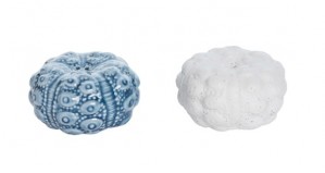 Blue and Bisque Urchin Salt and Pepper Set