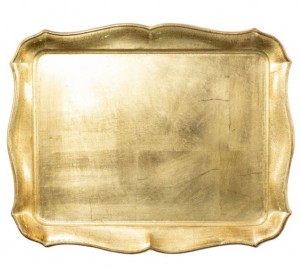 Florentine Wood Gold Rectangular Tray