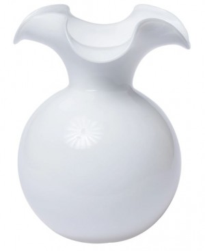 Hibiscus Large White Fluted Vase