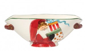Old St. Nick Handled Oval Bowl with Presents
