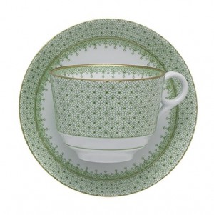 Apple Green Lace Tea Cup and Saucer