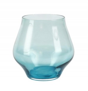 Contessa Teal Stemless Wine Glass Set/4