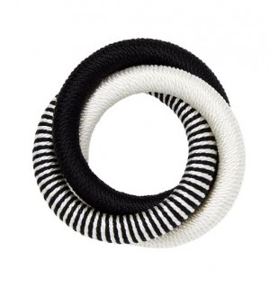 Malaga Black and White Napkin Ring Set/4