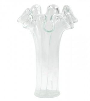 Onda Glass Clear with White Lines Tall Vase