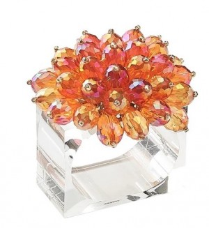 Zinnia Napkin Ring in Pink and Orange Set/4