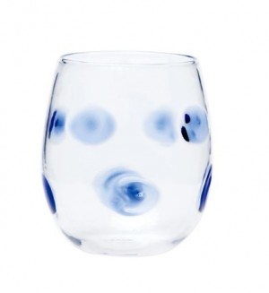 Drop Stemless Wine Glass Blue