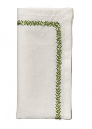 Jardin Napkin in White and Green Set/4