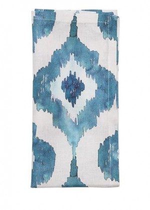 Watercolor Ikat Napkin in Blue Set/4