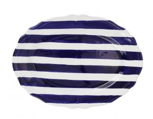 Amalfitana Cobalt Stripe Oval Platter