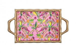 Bamboo Birds Enameled Chang Mai Bamboo Tray