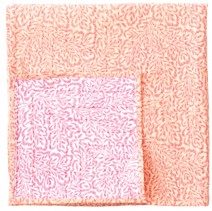 Block Print Leaves Reversible in Fushia 70" Tablecloth