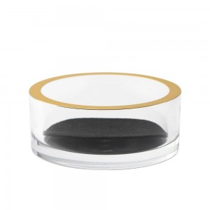 Acrylic Clear Gold Trim Wine Bottle Coaster