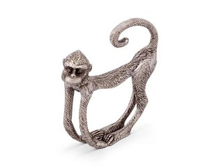 Pewter Monkey Napkin Ring Set/4
