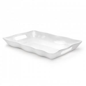 Ruffle White Large Handled Tray