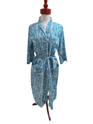 Turquoise Lobelia       Kimono Cotton Robe