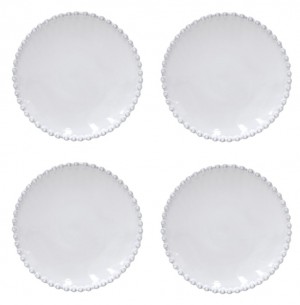 Pearl White Bread/Canape Plate Set/4