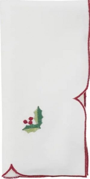 Embroidered Holly Napkin Set/4