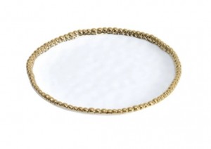 The Gold Beaded Round Canape/Dessert Plate