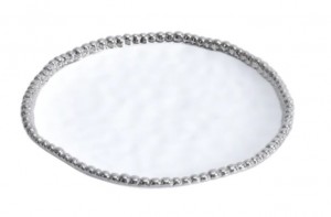 The Silver Beaded Round Canape/Dessert Plate
