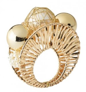 Regent Napkin Ring in Ivory & Gold Set/4