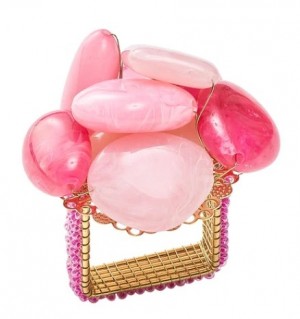 Sea Stone Napkin Ring in Pink Set/4