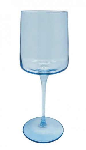 Fine Line Light Blue with White Rim Wine Glass Set/4