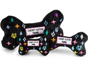 Black Monogram Chewy Vuiton Bone Squeaky Toy