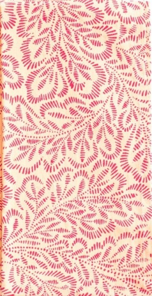 Block Print Leaves Cotton Dinner Napkins in Coral & Fuchsia Set/4