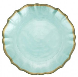 Baroque Glass Cocktail Plate in Aqua Set/4