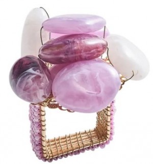 Sea Stone Napkin Ring in Lilac Set/4