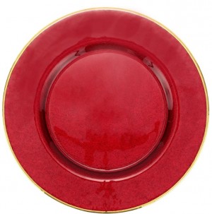 Metallic Glass Ruby Charger/Service Plate
